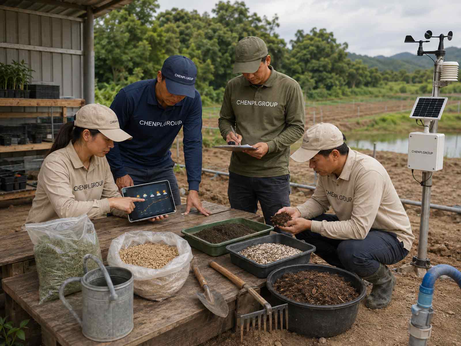 CHENPI.GROUP团队根据天气条件和土壤状态评估苗木定植前的肥料与环境准备